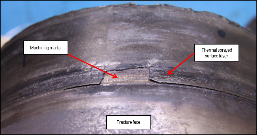 Figure 17: View of axle segment showing metallic surface deposit
